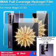 Honor Magic V2 5G - Imak Hydrogel Film All Full Coverage Screen - Front , Back &amp; Middle Protector 3 Pcs + Camera Lense Black Version Ultimate Value Pack Packing Adhesive Anti Fingerprint Scratch Proof Clear HD Shock Resistant Impact Protection