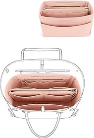 LEXSION Purse Tote Diaper Bag Organizer Lightweight Felt Insert Bag in Bag with Zipper Inner Pocket For Neverful Speedy 8037 Pink M