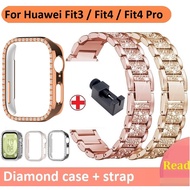Diamond Strap Case For Huawei Watch Fit 3 Strap Metal Huawei watch Fit 4 Strap Case Diamond Huawei W