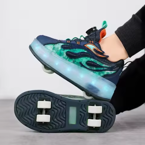 Speed Inline Powerslide Skate Shoes Shoe with 4 Wheel Kids Roller Skates Rolling Wheeled Shoes Remov