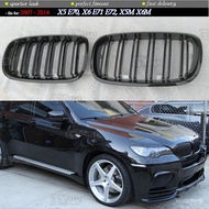 Gloss Black Dual-Slat Front Bumper Kidney Radiator Grille for BMW 2007 - 2014 E70 X5, E71 E72 X6, X5