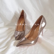 Metallic Pointed Toe High Heels Shallow Mouth Sexy Slimmer Look Stiletto Wedding Shoes Bridesmaid Ca