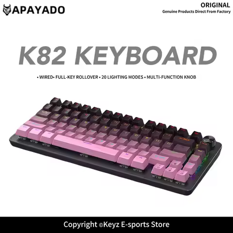 APAYADO K82 Gaming Keyboard Full Key Rollover Detachable USB Cable Hot Swappable Switches 20 Lightin