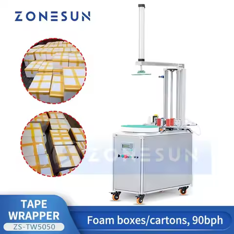 ZONESUN Automatic Tape Wrapping Machine Styrofoam Shipping Box Foam Coolers Cold Chain Food Containe