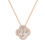 CTS S925 สร้อยคอรูปใบโคลเวอร์สองด้านประดับเงินแท้พร้อมจี้กระดูกไหปลาร้าสำหรับผู้หญิง สร้อยคอพร้อมโซ่