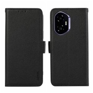 全城熱賣 - 適用於Honor 400 ABEEL 側吸荔枝紋RFID防盜刷手機皮套（黑色）