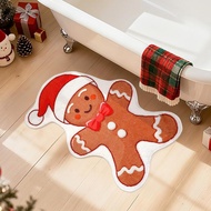 NOVWANG Christmas Gingerbread Bath Mat, 27.5 x 19.7 Inch Soft Absorbent Bathroom Rug with Non Slip B
