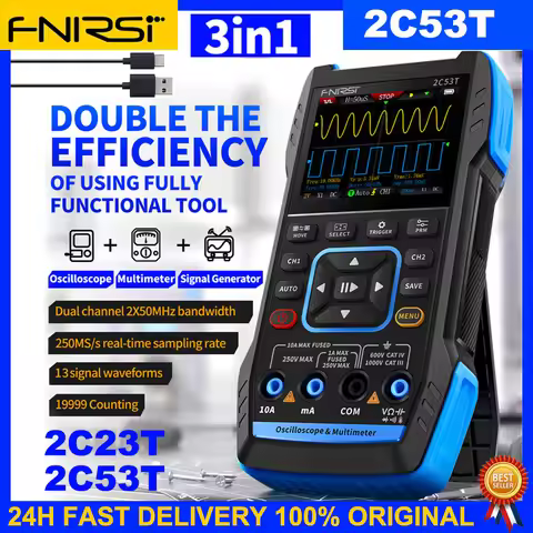 FNIRSI 2C53T 2C23T Upgrade 3in1 Oscilloscope Multimeter Signal Generator 50MHz Bandwidth 250MS Rate