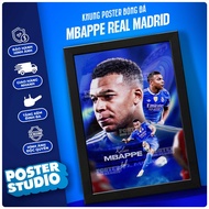 MBAPPE REAL MADRID GREEN poster photo frame includes 2 sizes for A5 tabletop (18cm x 24cm), A4 wall 