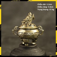 Bộ Lư Lư Xông Trầm Đồng Thau Mini Trưng Bày Phong Thủy - E11