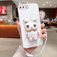 Cute 3D Rabbit Folding Stand Phone Case For iPhone 6 6s 6s Plus 6 Plus iPhone 7 8 7 Plus 8 Plus iPhone X XS XR XS Max 6D Plating Holder Cover With Lanyard
