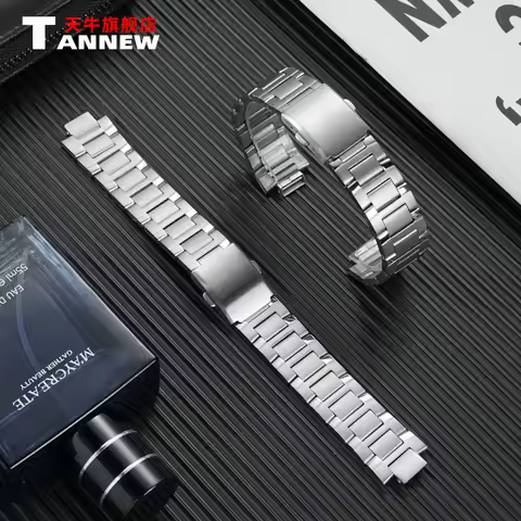 Replacement Stainless Steel Watch Band for Casio MTP-1228D-1A V7A, Curved End Solid Link Bracelet