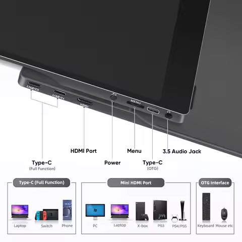 SIBOLAN 14 Inch Portable LCD Touch Screen Display with 4K Dual Monitor Stand IPS Backlit LCD Folding
