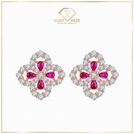 BMC Lab-Grown Ruby Stud Earring - 3*2MM (ZH34S)