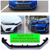 Honda Civic FE 2022 front lips front diffuser lips bodykit material pp carbon look / gloss black (type A)