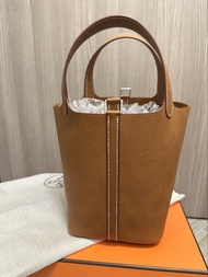 *全新* Hermes 愛馬仕 Picotin 18 Favue銀扣 福寶馬鞍皮