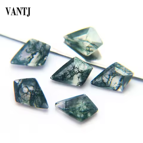 VANTJ Natural Kite Moss Agate Loose Gemstone Indian Agate for Silver Gold Mounting DIY Jewelry