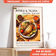 Wall paintings, Banku and Tilatia Ghanaian Food, Ghana Art, Kitchen decor, included hanging nails, p