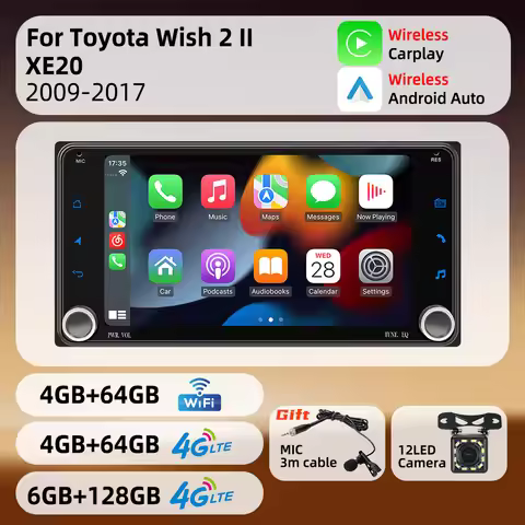 Wireless Carplay Android Auto Multimedia 7" Screen Android 2Din Car Radio for Toyota Wish2 Wish 2 II