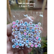 RM1.00/100 pieces : ABC-WCL-100 - Manik - Bead - Abjad - Huruf - 4 mm x 7 mm
