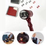 ROTUR Toy Wooden Hammer, Inkpad Red Judge Stamp Hammer, Judges Costume Accessory Portable Tool Woode