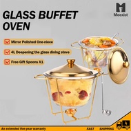 Glass Buffet Dinner Food Warmer Heatable Container Freshness Preservation Dish Chafing Oval Soup War