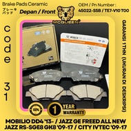 BRAKE PADS CERAMIC (FRONT) MOBILIO DD4 '13- / JAZZ GE FREED ALL NEW JAZZ RS-SGE8 GK8 '09-17 / CITY I
