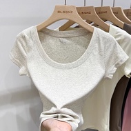 Y6Y-New Summer Cotton T-Shirt 2025 Women's Slim Fit Short Sleeve Round Neck In Stock