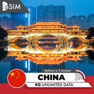 Esim - Unlimited China  Data Sim Card 1/3/5/8/10 GB