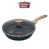 Non-stick Granite Frying Pan with Lid [24cm/26cm/28cm] / Induction Compatible Deep Fry Pan / Dishwasher Safe