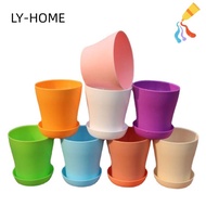 LY Flowerpots with Tray Home&amp;Living Home Decor Balcony Garden Gardening Tools Multicolor Pots Tray