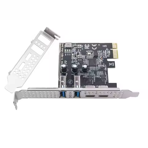 PCIE USB Type C Expansion Card Adapter HUB 2Port USB-C + 2Port USB3.2 GEN1 5Gbps Riser Card with Low