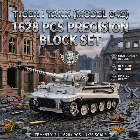 MOC WW2 German Tiger 1 Heavy Tank 04S Military Building Blocks 1628pcs DIY Armor Vehicle Model Brick