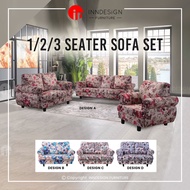 [LOCAL SELLER] 4 Color Design 1+2+3 Seater Fabric Sofa Set Floral Design (FREE DELIVERY &amp; INSTALLATION)