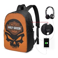 Harley Davidsons Backpack Laptop USB Charging Backpack 17 Inch Travel Backpack School Bag Large Capacity Student School Bag