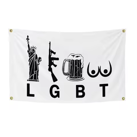 LGBT 3X5 Feet -Liberty Guns Beer Tits Wall Hanging Funny Flag Indoor Outdoor With 4 Grommets
