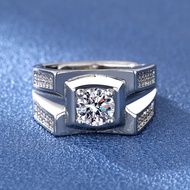 Petchara Jewelry แหวนเพชรโมอีสผู้ชาย 1 กะรัต เงินแท้ S925 น้ำ 100-98 D-VVS1 : F2016