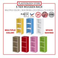3 Tier Multi Color Wooden Multipurpose Rack Book Shelf / Rak Buku Kabinet Buku Book Rack Cabinet Ready Stock