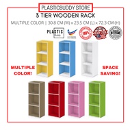 3 Tier Multi Color Wooden Multipurpose Rack Book Shelf / Rak Buku Kabinet Buku Book Rack Cabinet Rea