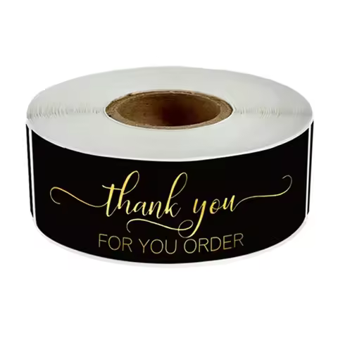 120Pcs Rectangle Thank You For Your Order Sticker for packaging Stationary Stickers Roll Black Pink 