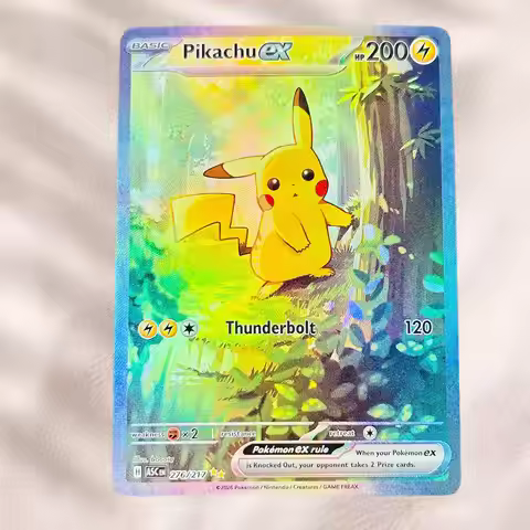 DIY Pokemon Pikachu ex 276/217 Holographic Texture English Version Premium Anime Collection Card Per