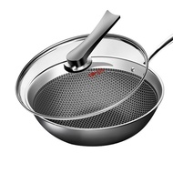 KOBACH CFC32A1 32cm Non-Stick 304 stainless steel Wok with Glass Lid | Honeycomb Pan | frying pan