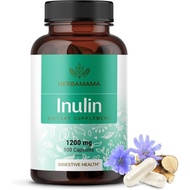 HERBAMAMA Inulin Powder Capsules 1200mg - Digestive Support & Gut Cleanse with Inulin Prebiotic Fibe