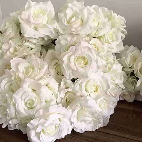 7Heads Roses Bouquet Artificial Flower white Rose Large Size Rose Living Room Dry Flower Decoration 