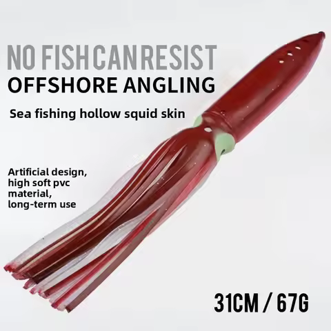 Sea fishing: Hollow large squid skin, sea bass, lure fishing, squid tentacles, soft bait, large gree