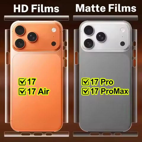 Back Hydrogel Film for iPhone 17 Pro Max with Side Film for iPhone 17Pro 17Air 17 Clear/Matte Back F