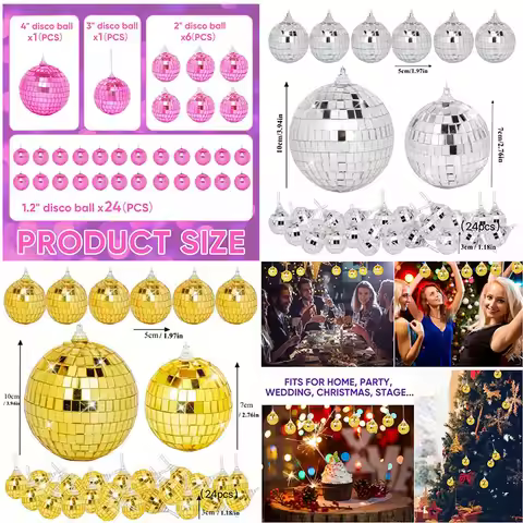 32 Metal Disco Mirror Balls - 70S 80S Disco Prom Decoration, Scene Decoration, Room Decoration, Birt