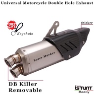 51mm Universal Motorcycle Double Hole Exhaust Muffler Escape Moto Exhaust Motocross Scooter Exhaust Muffler DB Killer Re