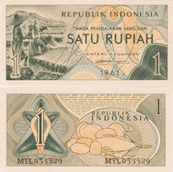 UANG LAMA KUNO INDONESIA 1 RUPIAH 1961 UNC