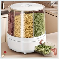 ROSEGOODS Grain Storage Dispenser, 6 Grid 6/10KG Cereal Container,  Moisture-Proof with Lid Sealed F